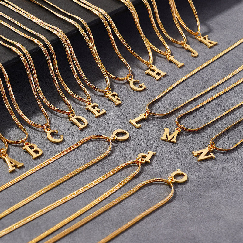French Elegant 26-Letter Pendant Necklace with Minimalist Design for Women's Chic and Delicate Weave Chain, Choker, Neckpiece