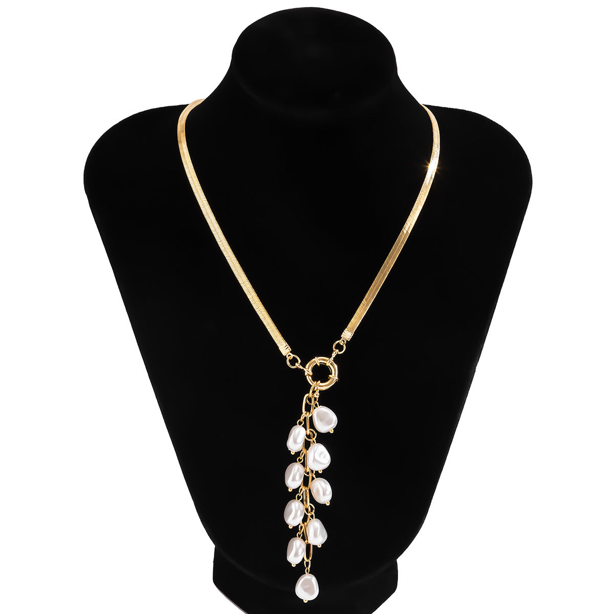 Imitation Pearl Fringe Necklace For Women By Planderful Vienna Verve Retro Geometric Y Shape Statement Jewelry