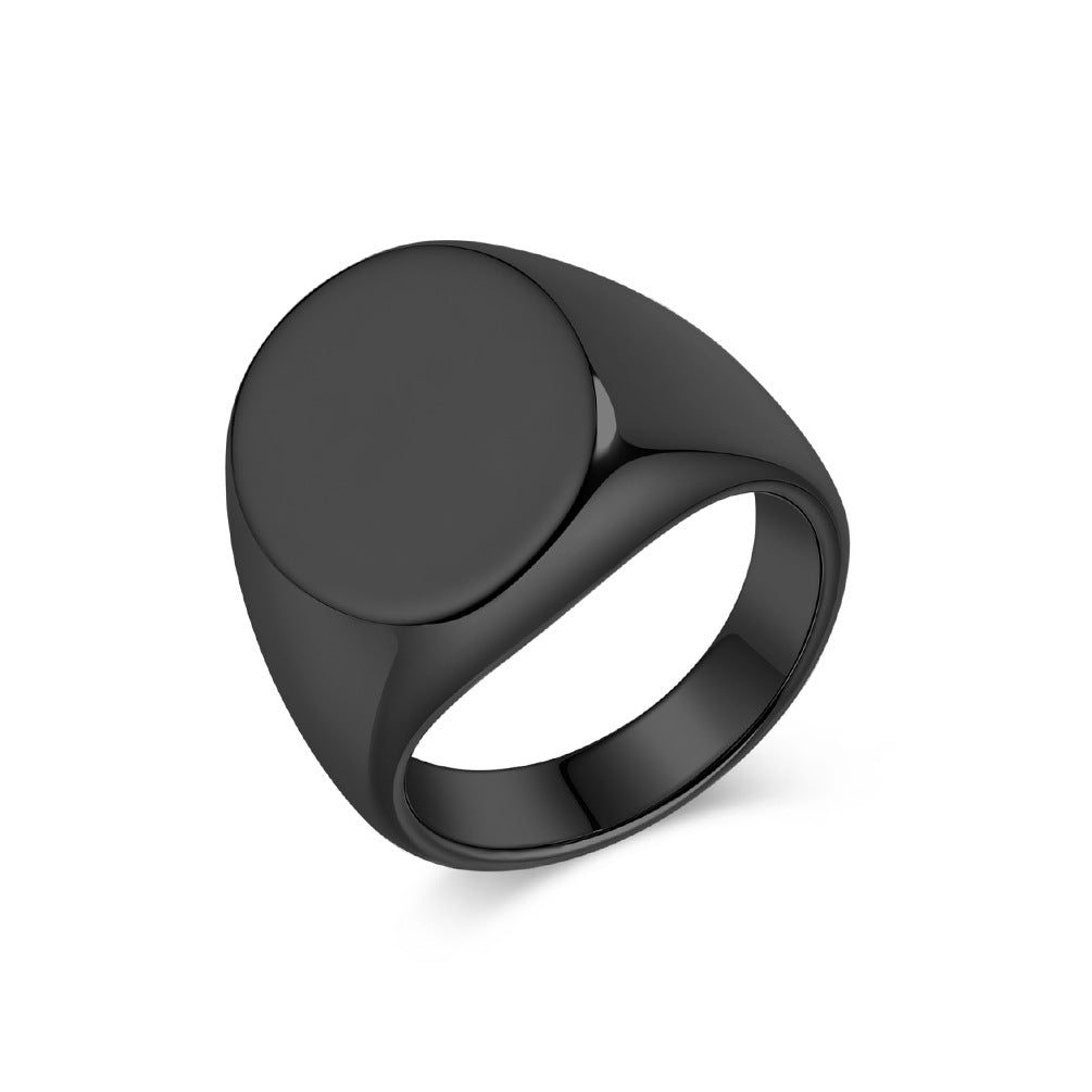 European And American Oval Seal Tungsten Steel Ring For Men