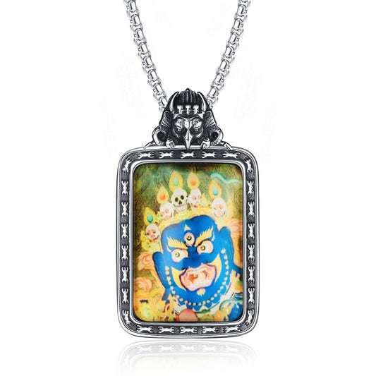 Steel Necklace – Vintage Ethnic Thangka Pendant
