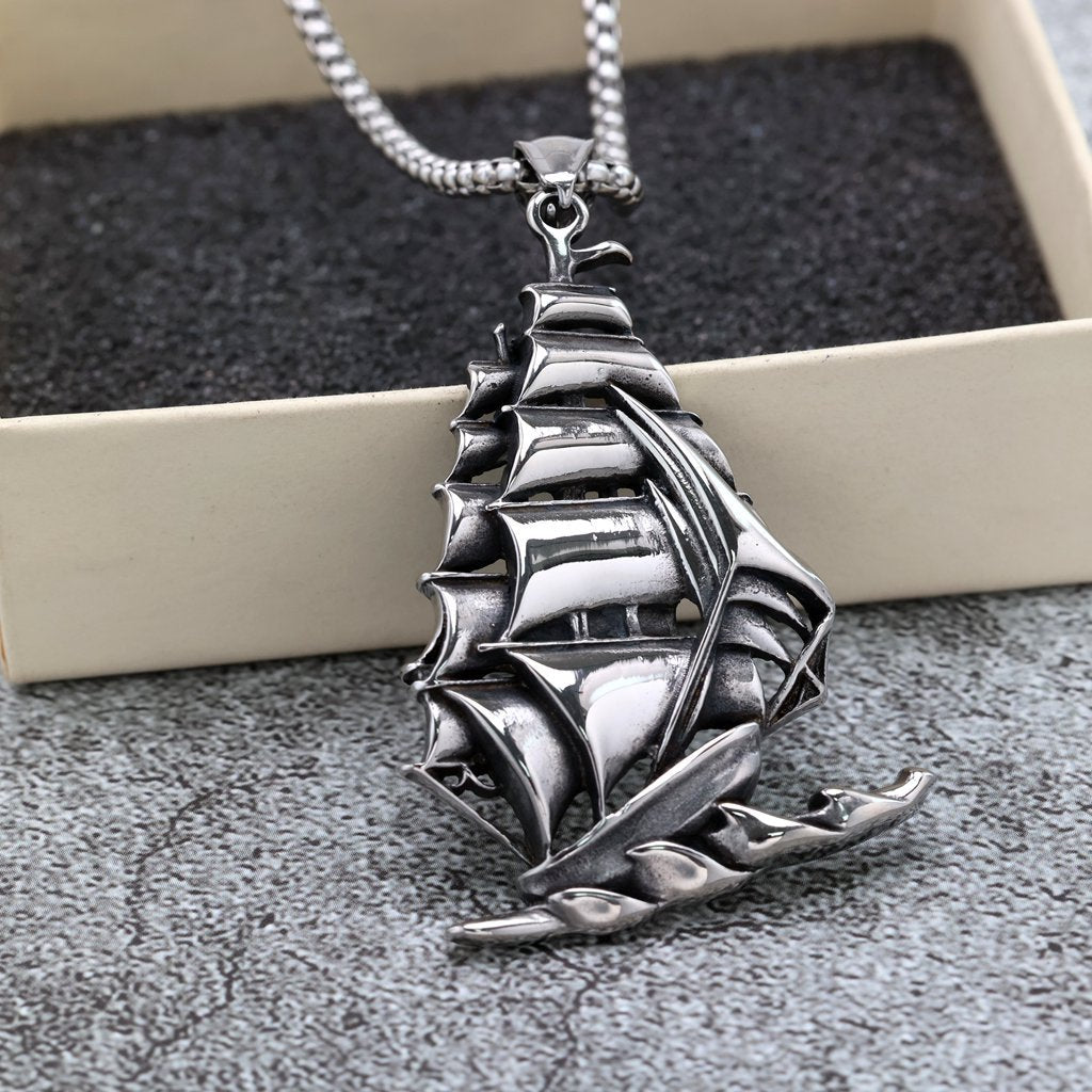 Durable Stainless Steel Sailing Pendant Necklace Unisex Retro Planderful Norse Legacy Collection