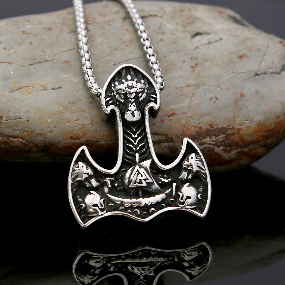 Retro Titanium Steel Hip-Hop Men's Necklace Viking Pendant