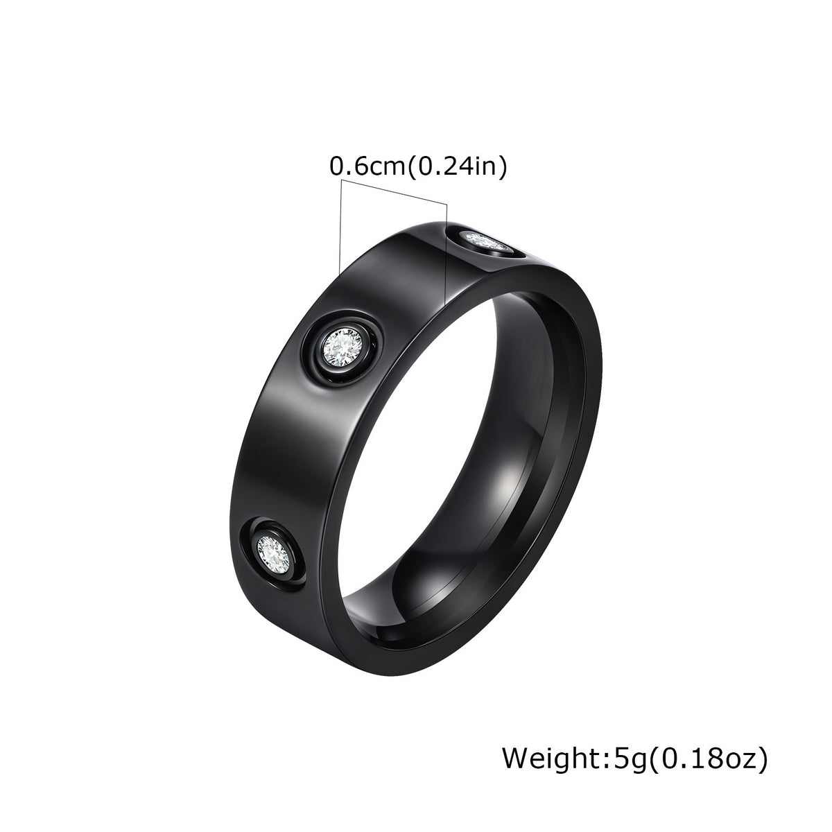 Hot-Selling Stainless Steel All-Light Inlaid With Six Zircon Wide 6mm Ring For Men &