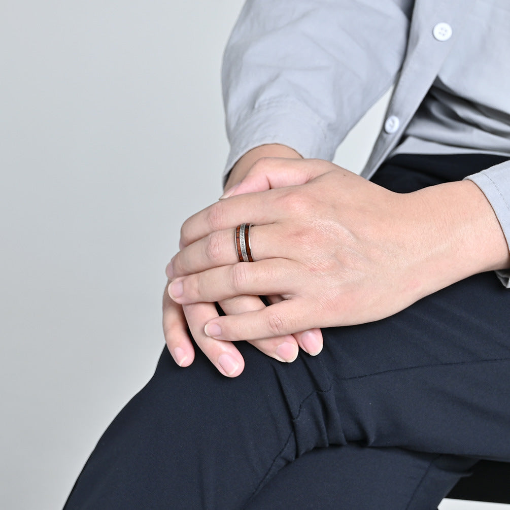 Planderful Celtic Knot Ring Titanium Steel Vintage Nordic Inlaid Wood Grain For Irish Eternal Wedding Engagement Jewelry