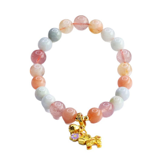 Jadeite Strawberry Quartz Beaded Bracelet
