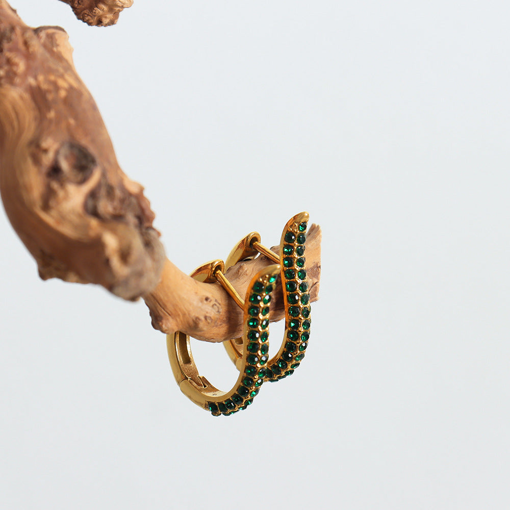 Luxurious 18K Gold Plated Zircon Earrings with Unique Cross-Border Design