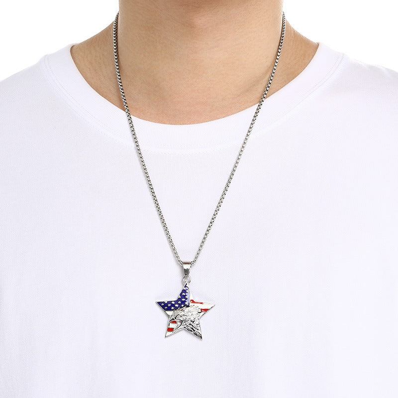 Planderful Eagle Pendant For Men Dripping Oil Pentagram
