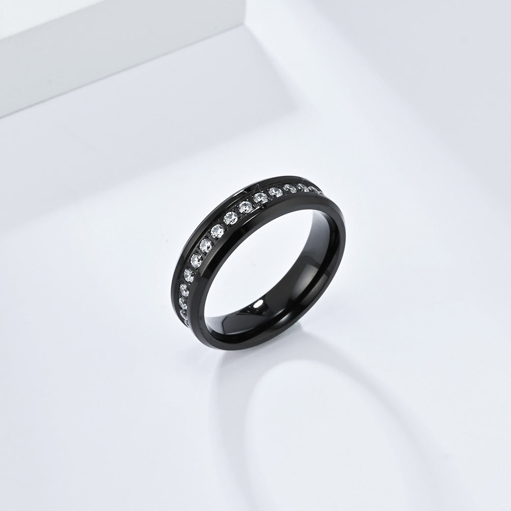 Planderful Everyday Genie Titanium Steel Zircon Ring for Couples - Elegant Wedding Proposal Jewelry for Men and Women