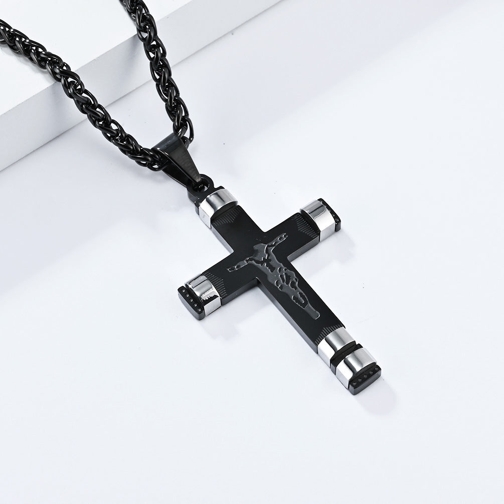 Planderful Cross Necklace Stainless Steel Unisex Pendant Bold Statement for Hip Hop Fans