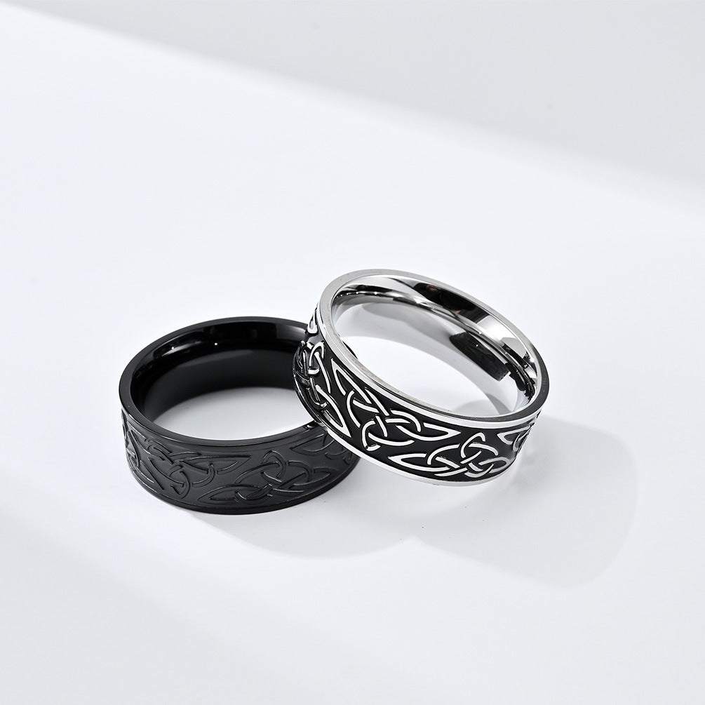 Amazon Nordic Celtic Triangle Knot Titanium Steel Ring for Men
