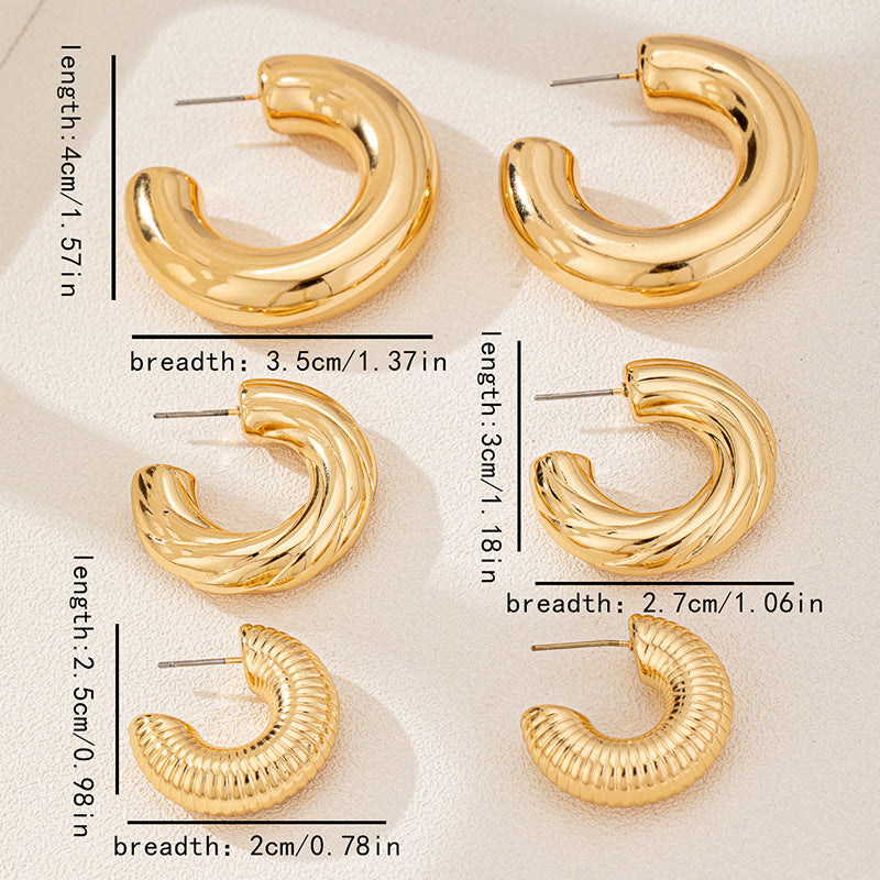 Planderful Vienna Verve Earrings Set – Fashionable Metal Texture Design