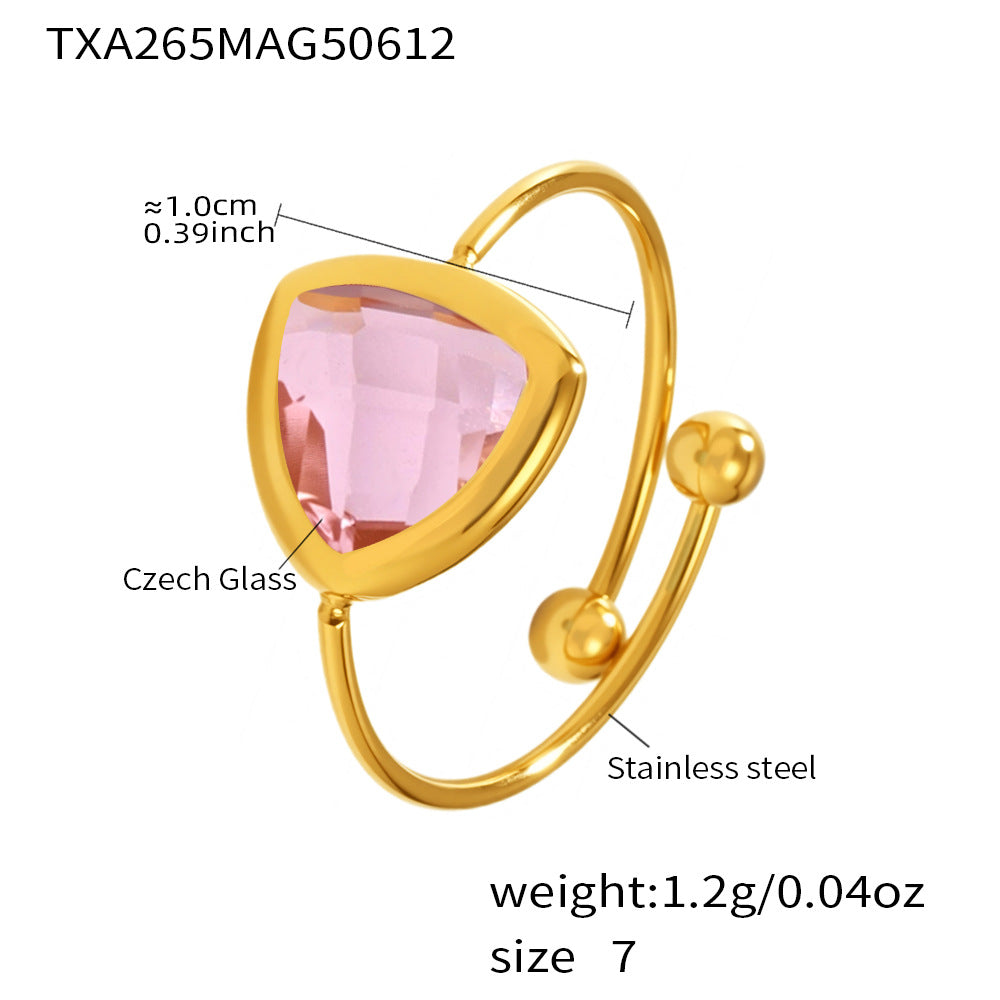 Planderful 18K Gold Plated Ring For Her Czech Glass Ball