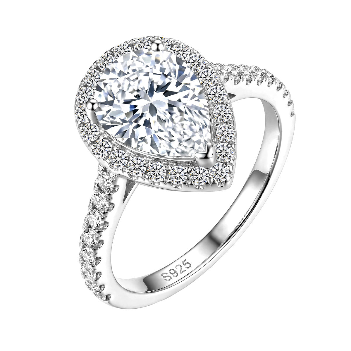 Drop-Shaped Zircon S925 Sterling Silver Women's Ring
