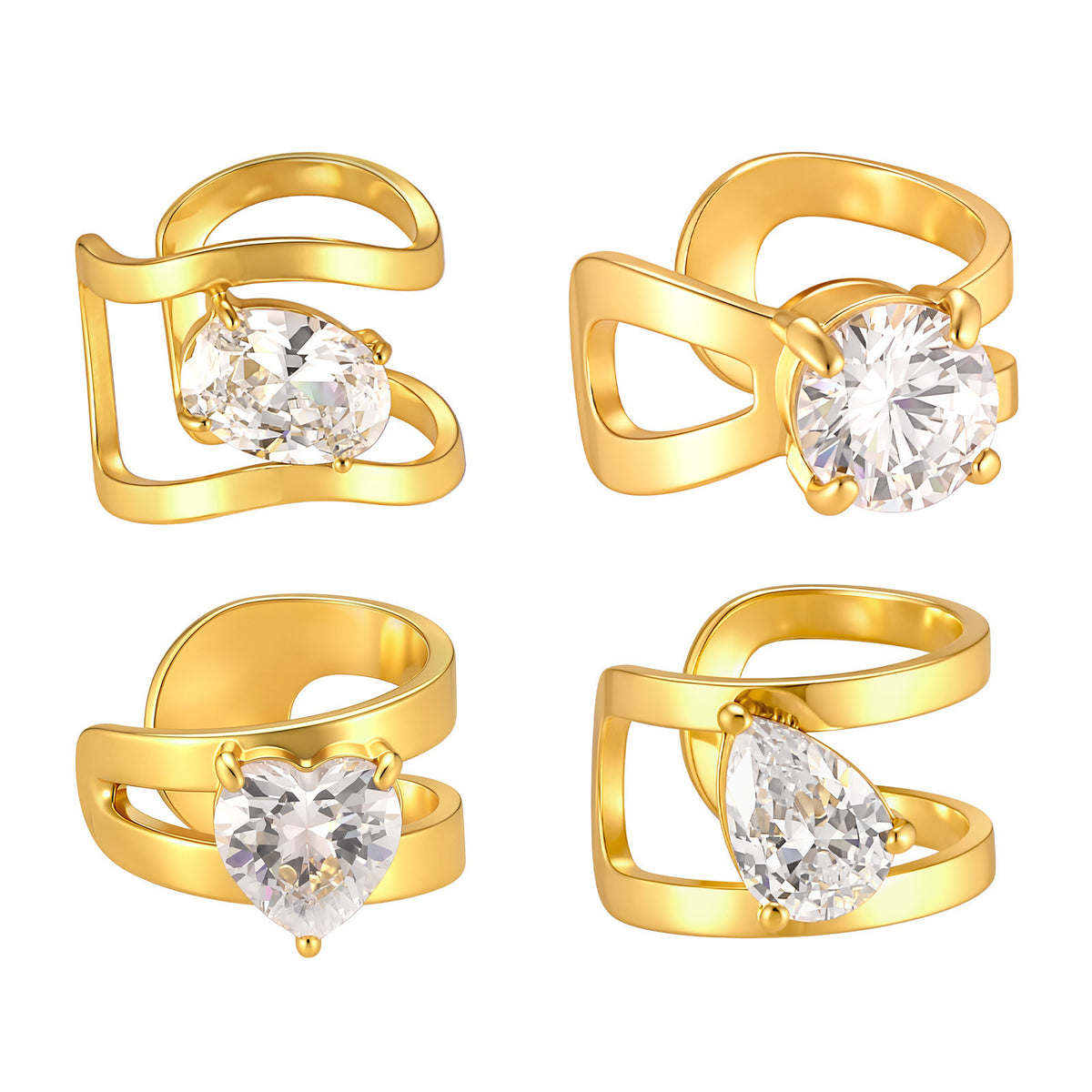 Stainless Steel Zircon Heart Earrings