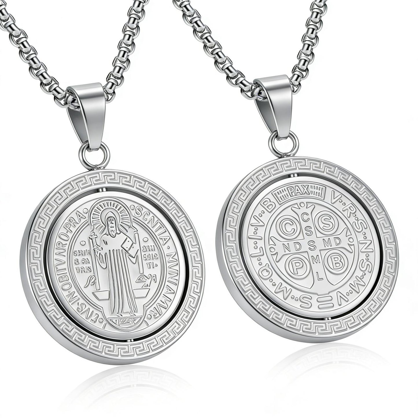 Steel Necklace – Statement Men's Saint Benedict Pendant