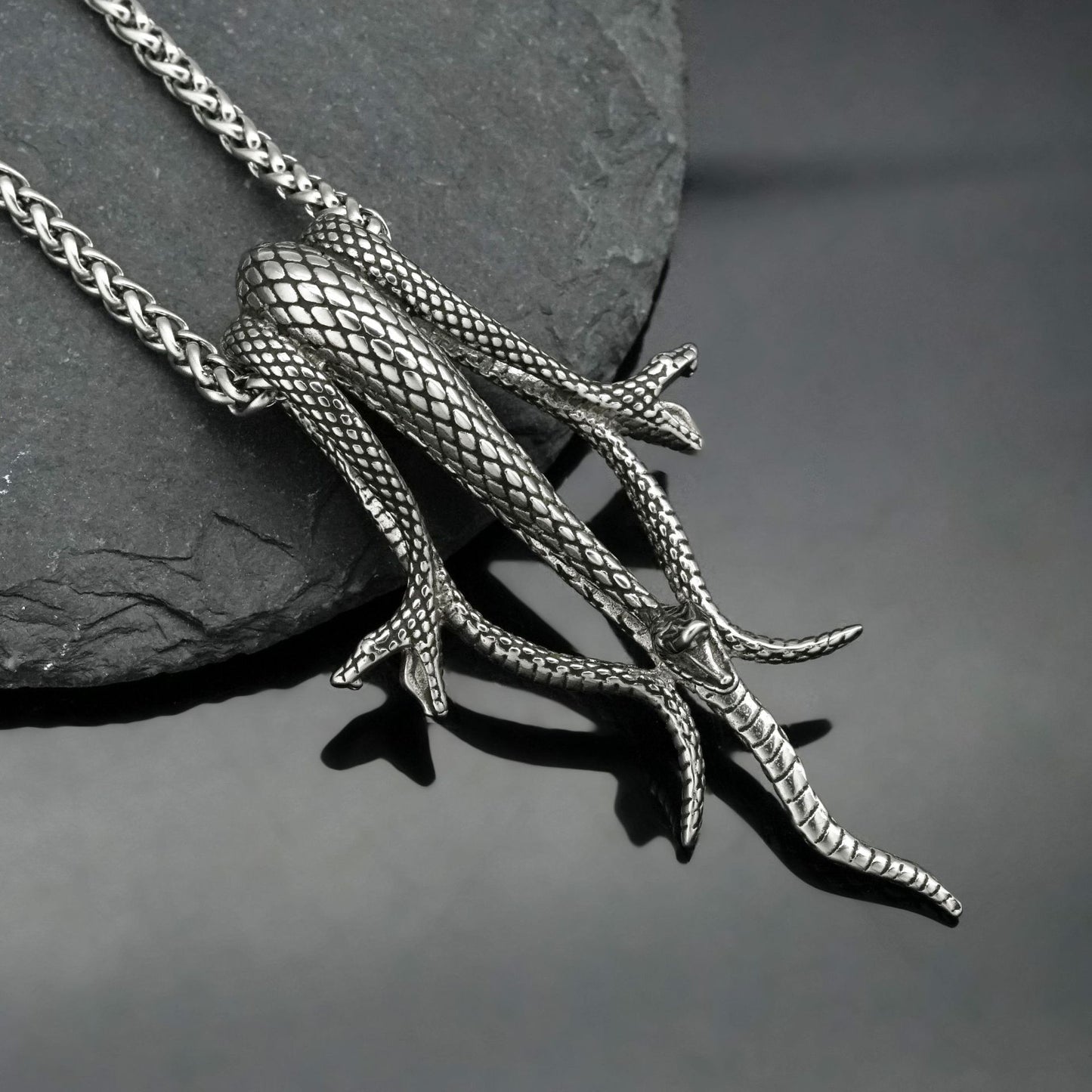 Steel Necklace – Vintage Snake Pendant for Everyday Glamour and Modern Everyday Wear