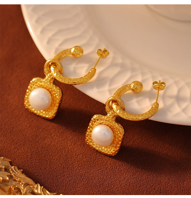 Shell Bead Inlaid Titanium Steel Fashion Jewelry Set