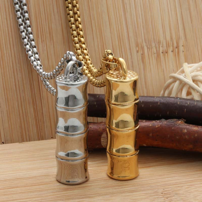 Personalized Retro Titanium Steel Bamboo Pendant Necklace for Men – Trendy Punk Style