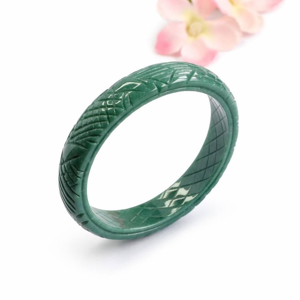 Blue Water Jadeite Dragon & Phoenix Bangle
