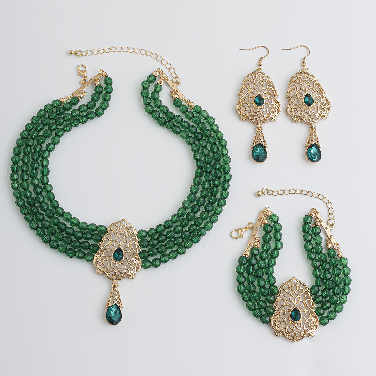 French Crystal Teardrop Jewelry Set