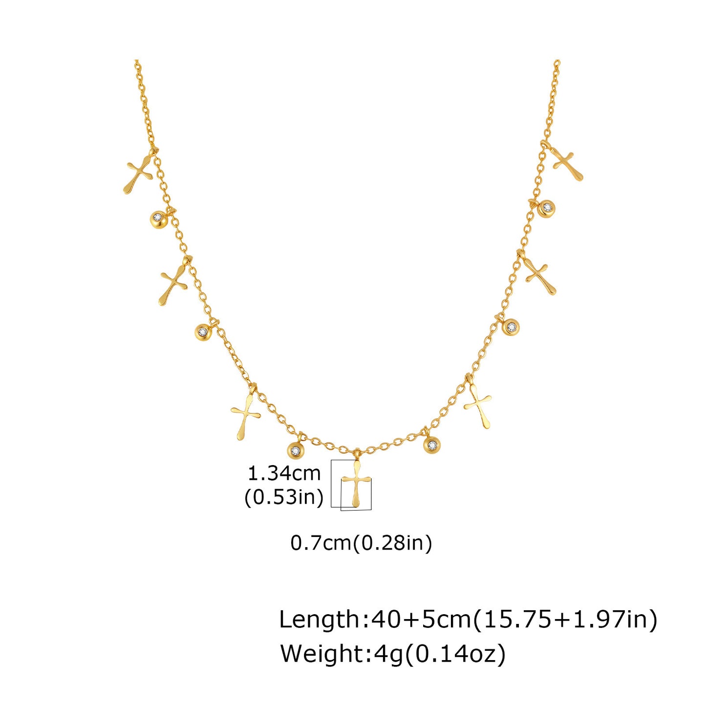 Stainless Steel Geometric Star Flat Cross Chain Water Drop Hollow Butterfly Zircon Necklace