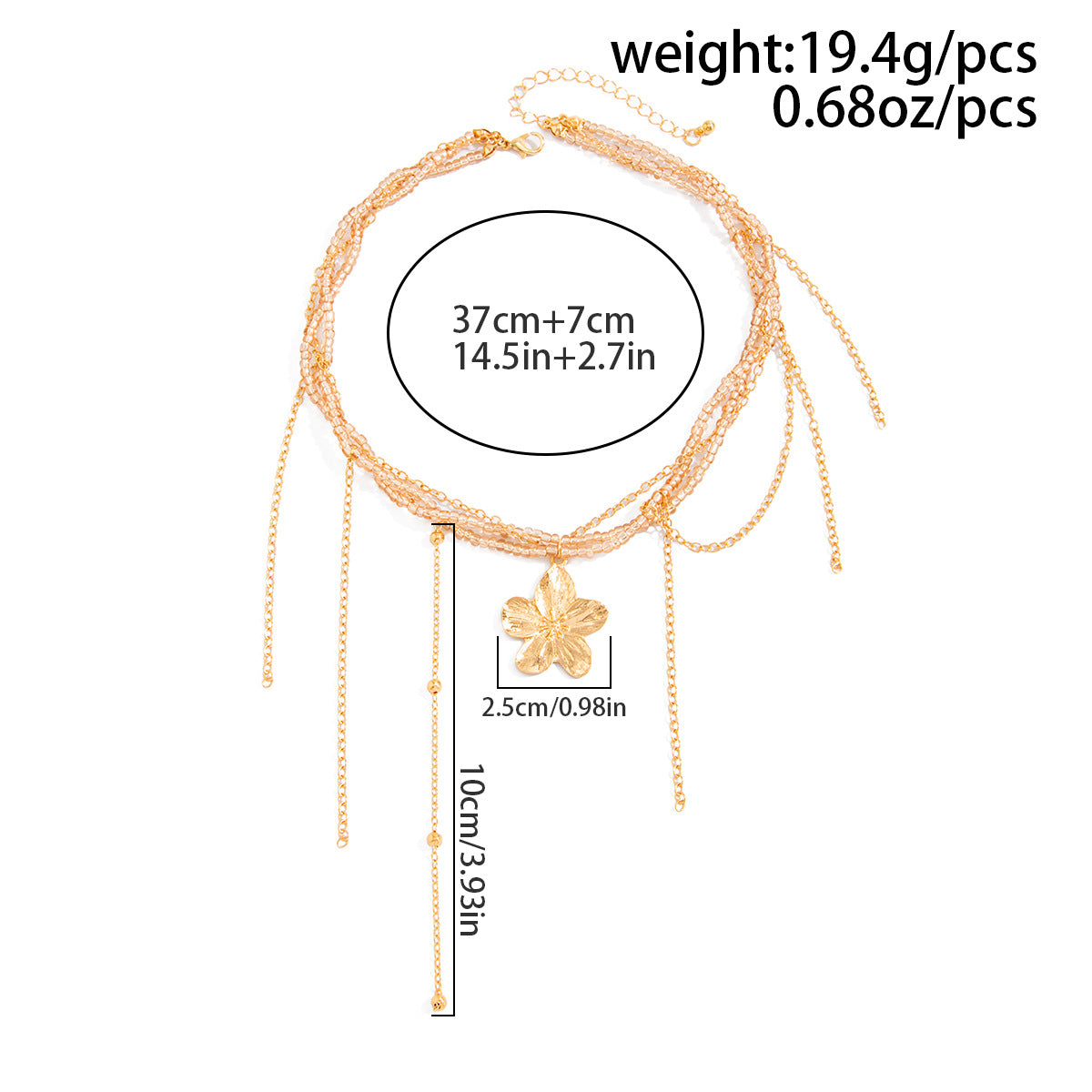 French Floral Bead Tassel Wrap Necklace