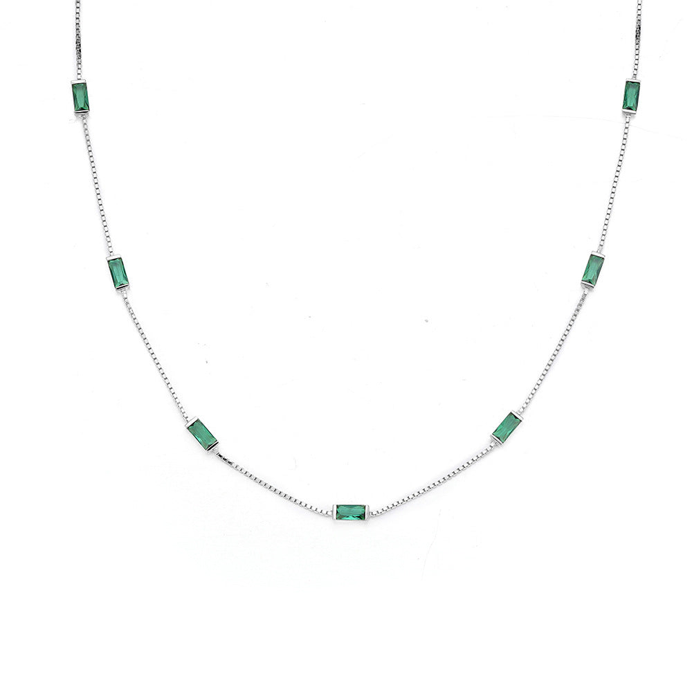 Necklace Wholesale Women's S925 Sterling Silver Emerald Zircon