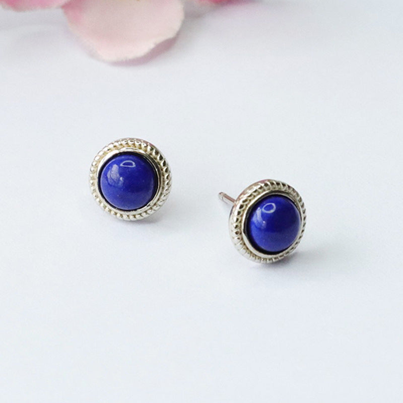 Lapis Lazuli 925 Silver Stud Earrings