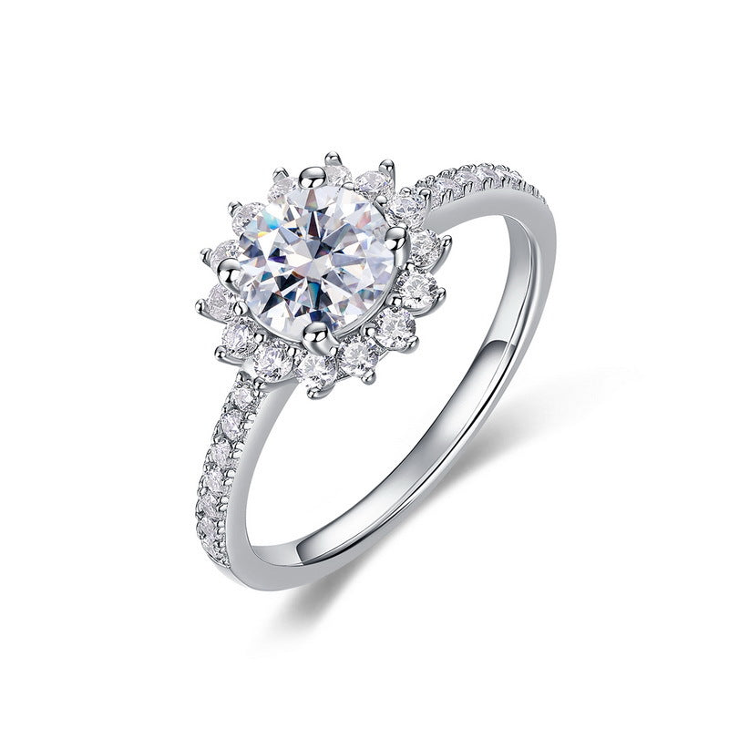 Planderful Snowflake Moissanite Sterling Silver Ring – 6.5 × 6.5 mm, 1 ct