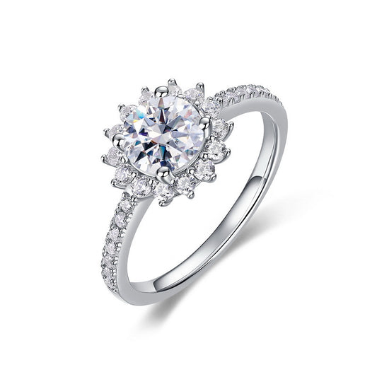 Planderful Snowflake Moissanite Sterling Silver Ring – 6.5 × 6.5 mm, 1 ct