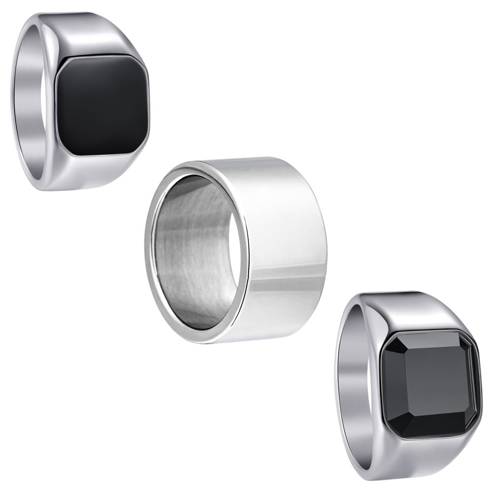 Planderful Mens Titanium Ring Set Inlaid Gemstones