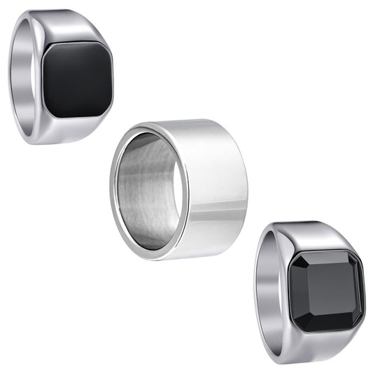 Planderful Mens Titanium Ring Set Inlaid Gemstones