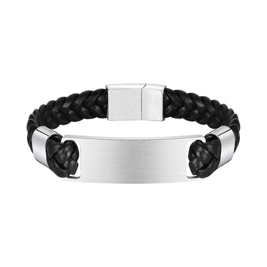 Bracelet Weaving Stainless Steel Leather Buckle Men's