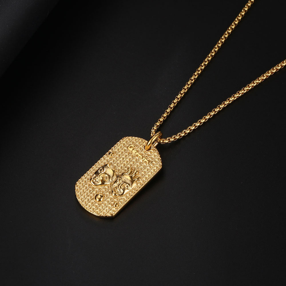 Celestial Gemini Titanium Steel Pendant Necklace - Stylish Hip Hop Jewelry for Men