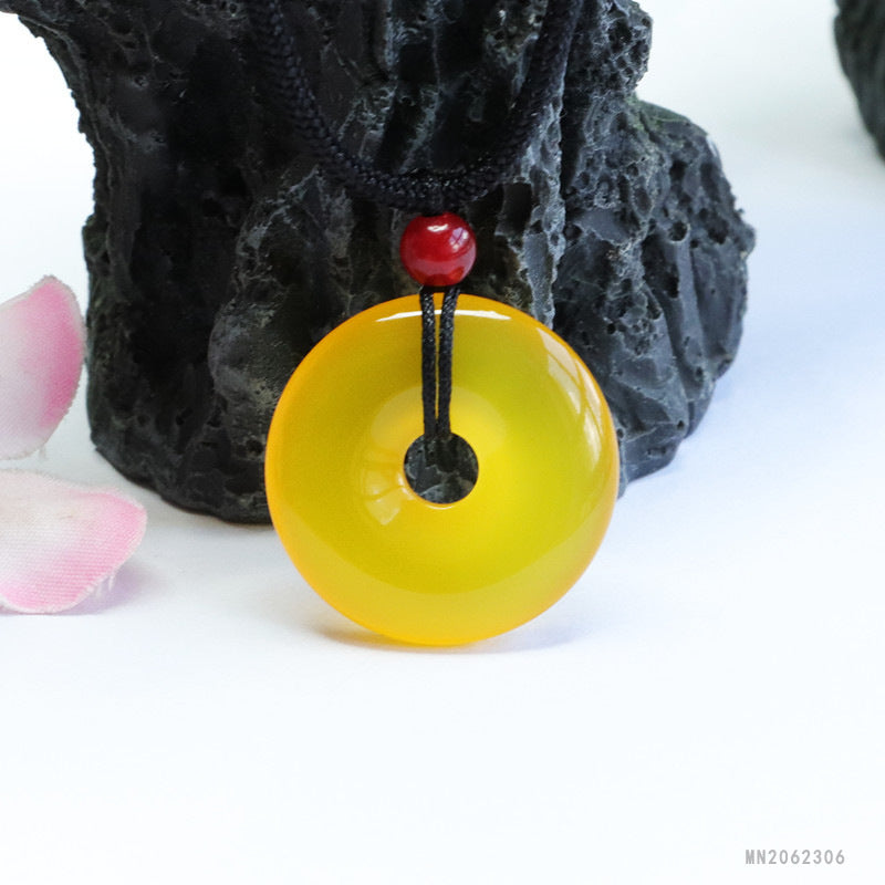 Yellow Chalcedony Peace Buckle Pendant