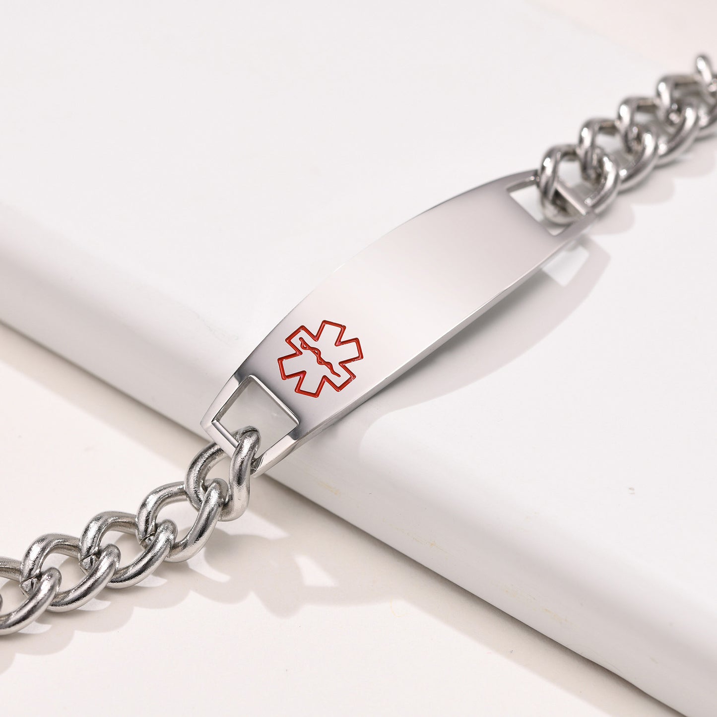 Foreign Trade European And American Jewelry 21.5CM Stainless Steel Medical Logo Curved Bracelet