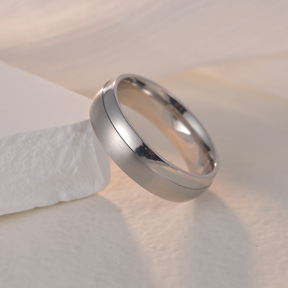 Elegant Titanium Wedding Ring Set with Japanese and Korean Wind Influence