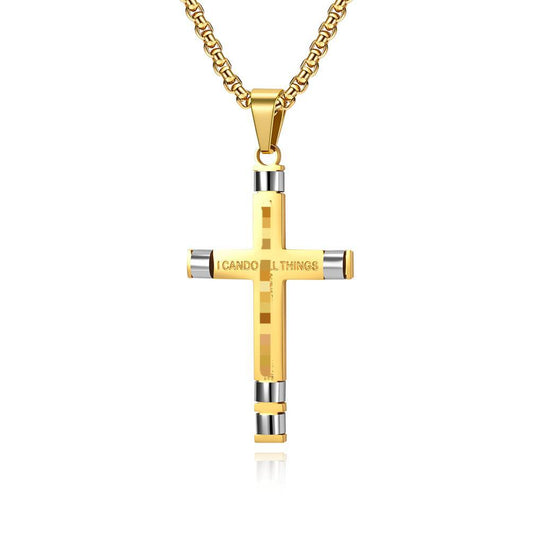Cross All Stainless Steel Men's Pendant Necklace
