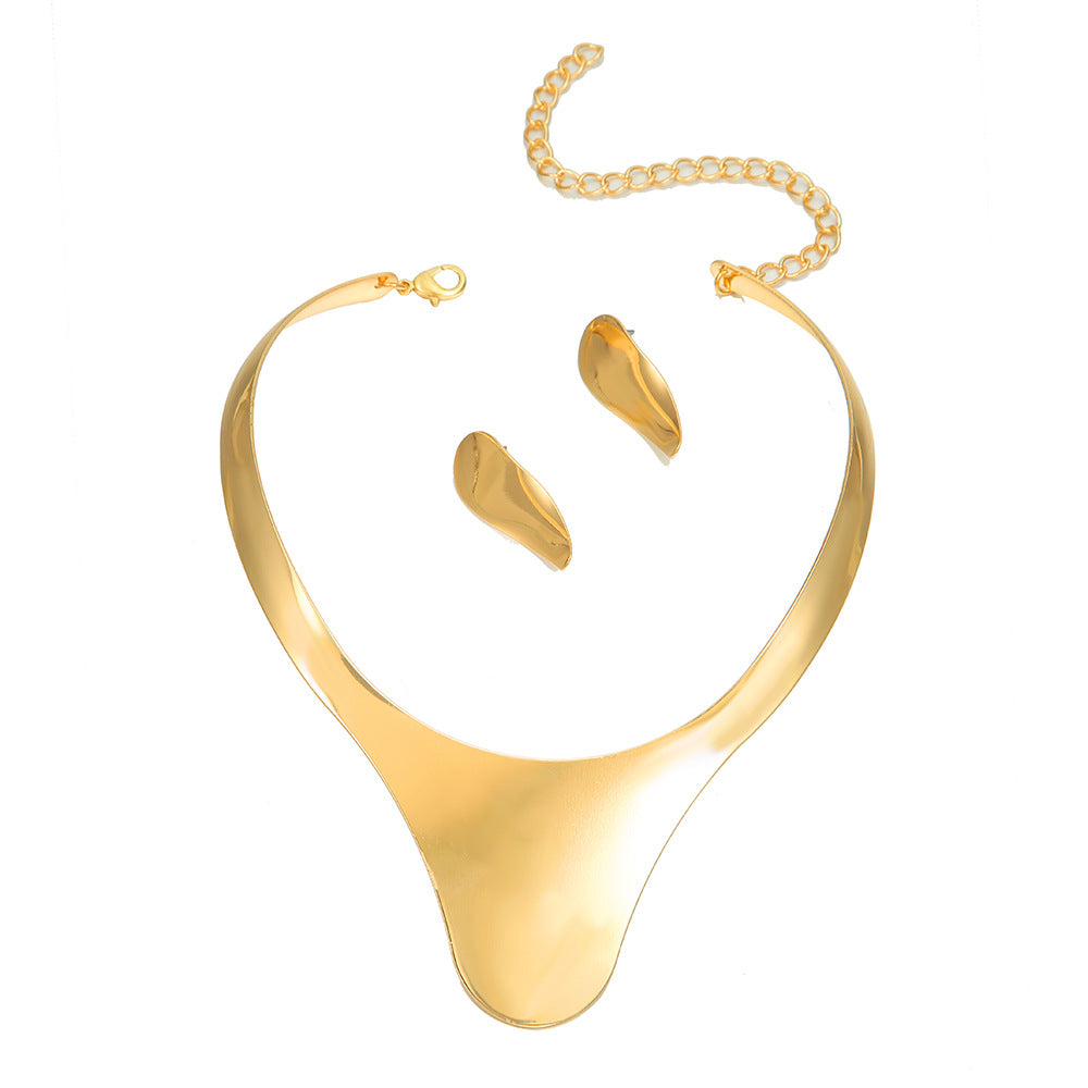 Planderful Savanna Rhythms Jewelry Set – Elegant Metal Choker and Earrings