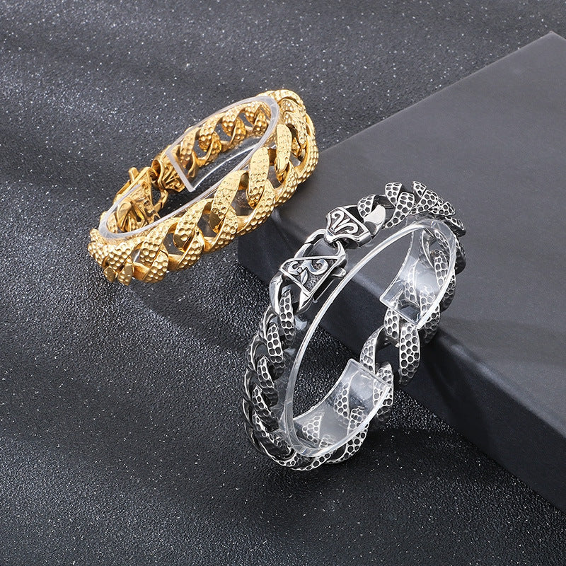 Planderful Mens Stainless Steel Cuban Chain Bracelet Beating