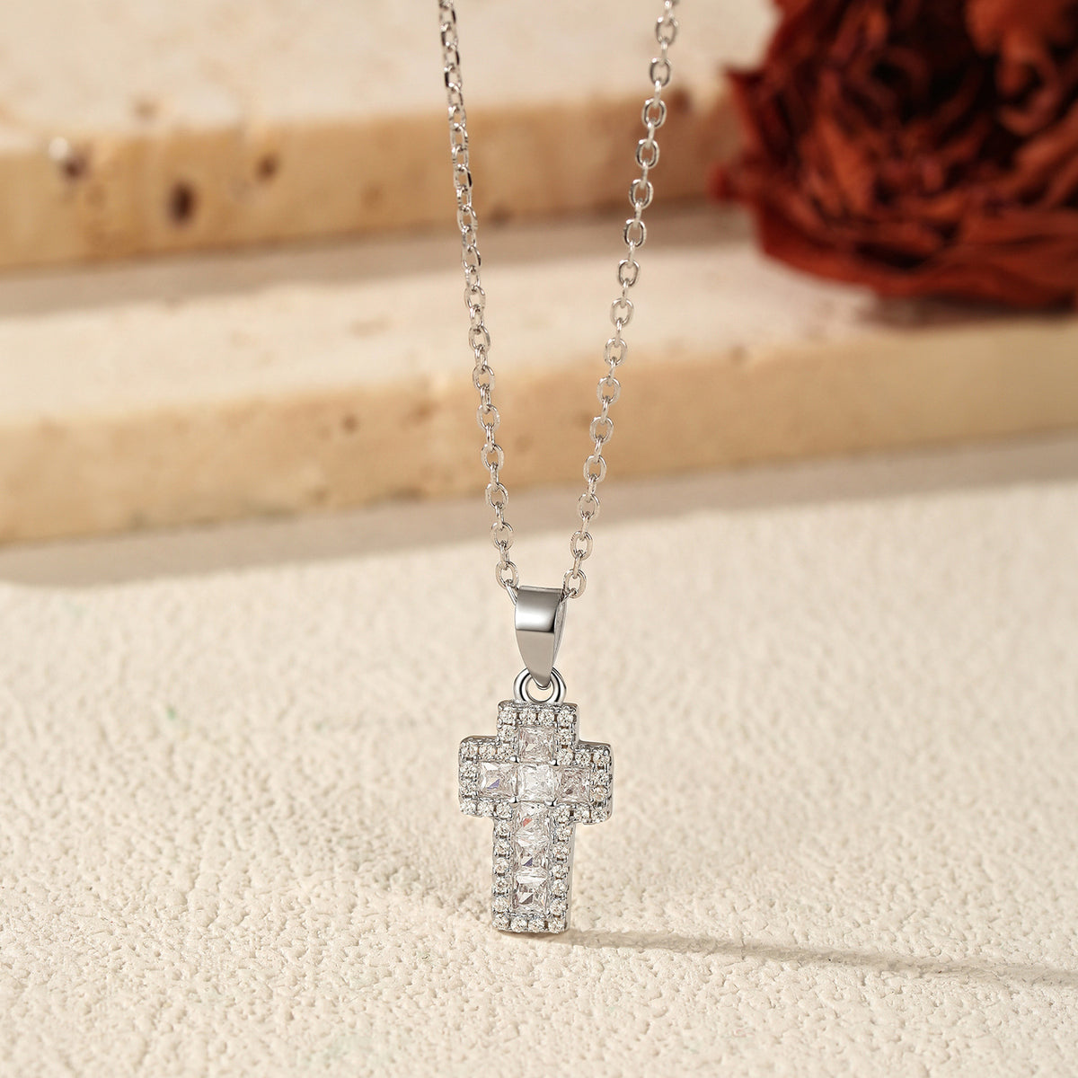 925 Sterling Silver Vintage Cross Necklace