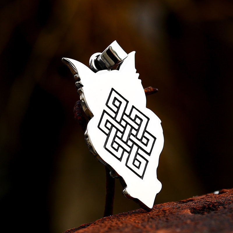 Viking Celtic Knot Owl Pendant in Stainless Steel - Retro Wholesale Jewelry for Men
