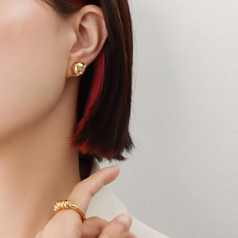 Gold Plated Chain Skirt Earrings with Titanium Steel Detail