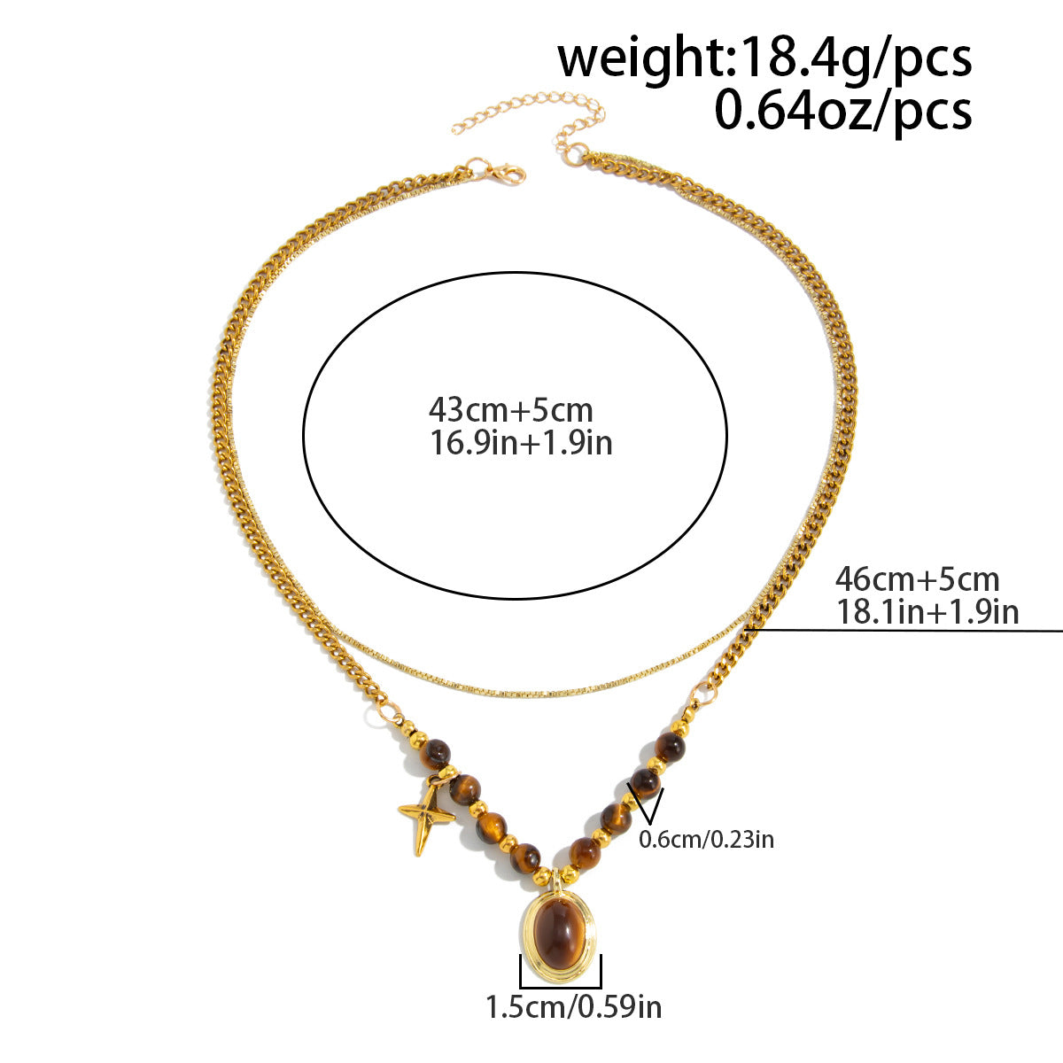Vintage Merald-Style Tiger Stone Necklace Design With Layered Star-Shaped Sweater Chain Necklace
