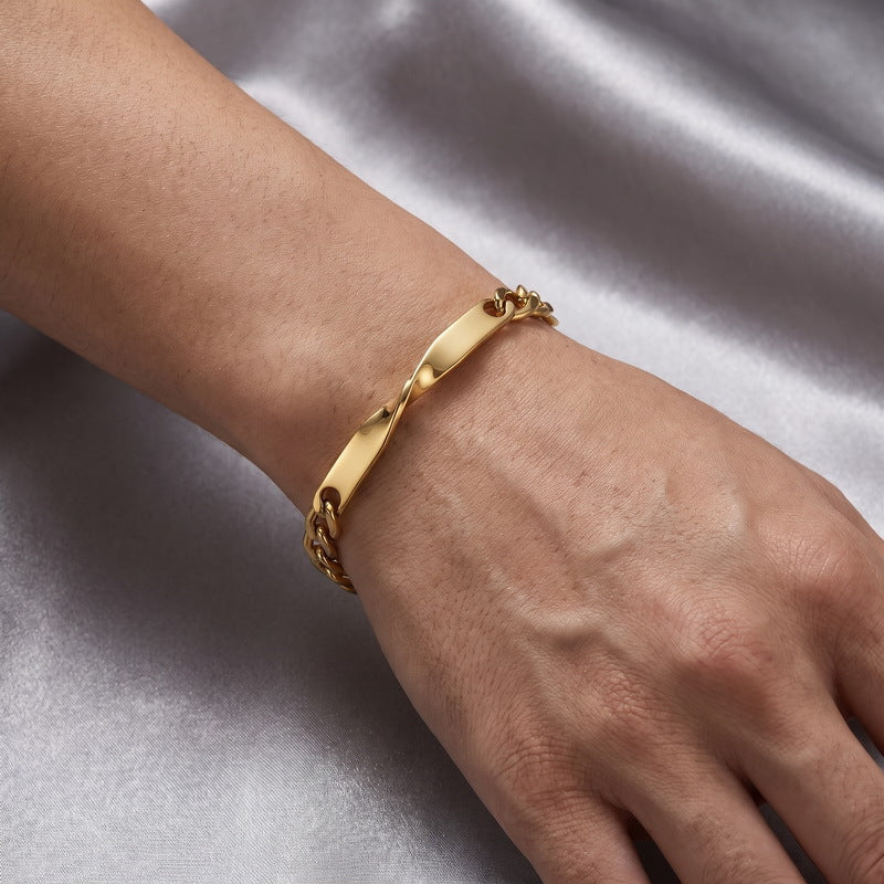 Cold Style Adjustable Extension Chain Bracelet Mobius Twist Long Curved Bar Nk Chain