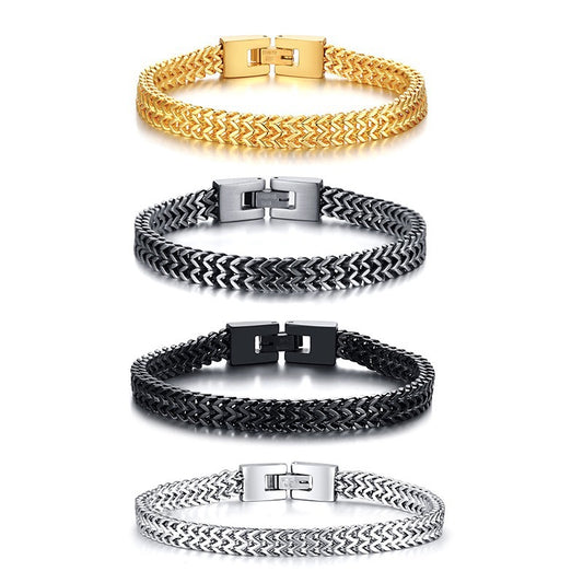 Planderful Titanium Steel Roman Chain Bracelet For Men Durable Versatile Retro Fashion Jewelry