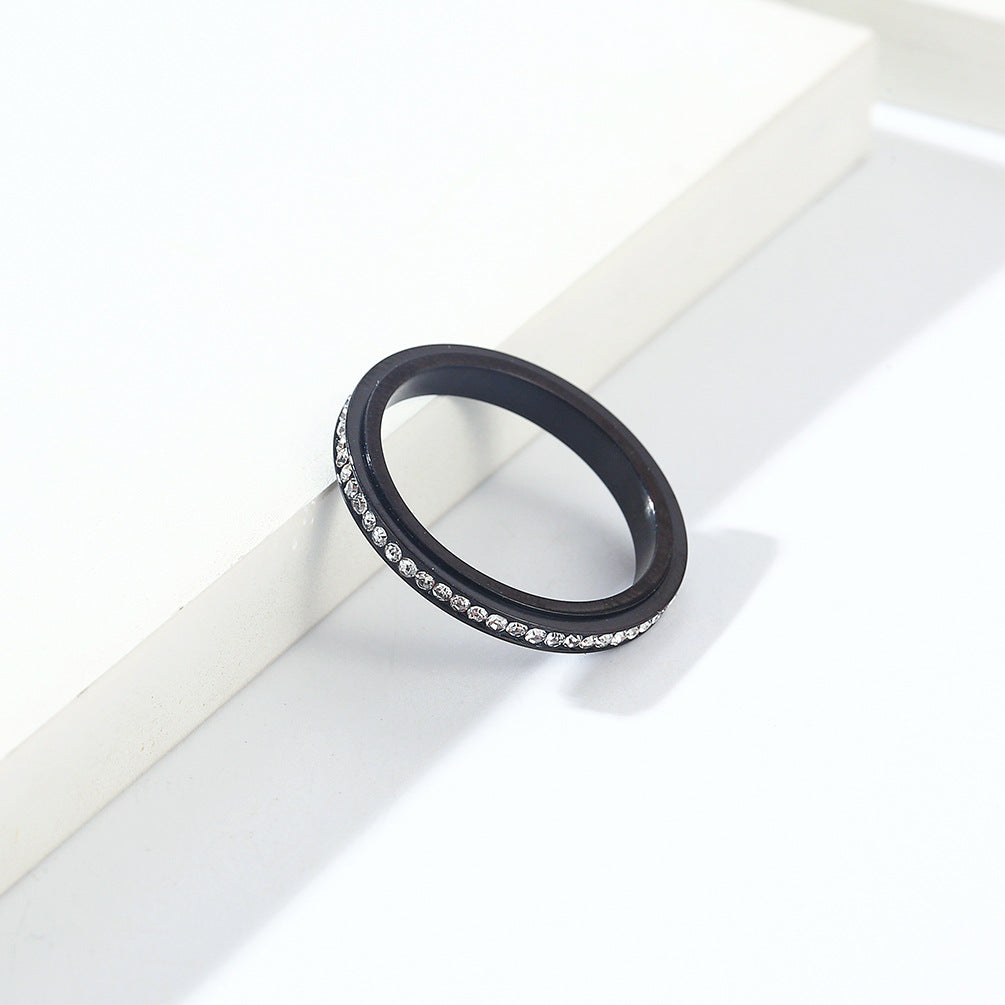 Cross-Border 3mm Full Zircon Rotatable Light Luxury Ring