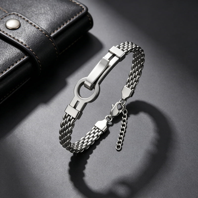 Adjustable Extension Chain – Rock Bottle Opener Shape Bent Mesh Chain Stainless Steel Bracelet