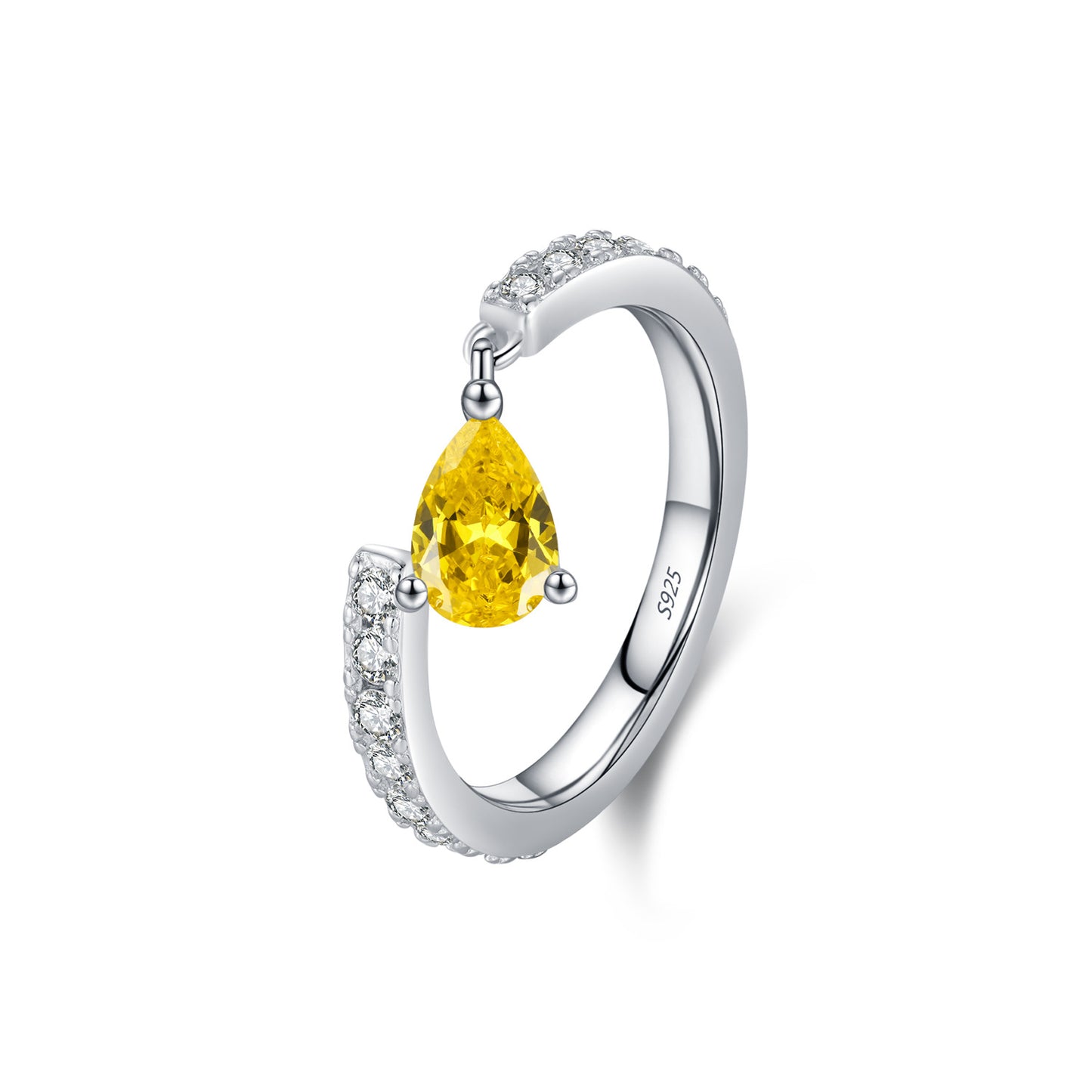 Planderful Gala Fireworks Ring – Stunning Yellow Zircon Water Drop Design