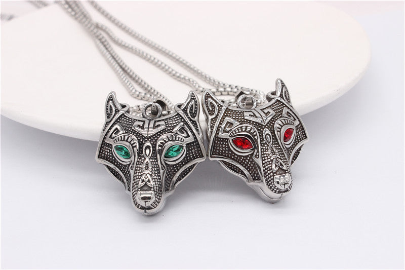 Planderful Nordic Viking Direwolf Pendant Necklace Titanium Steel Unisex Protective Statement Jewelry For Men And Women